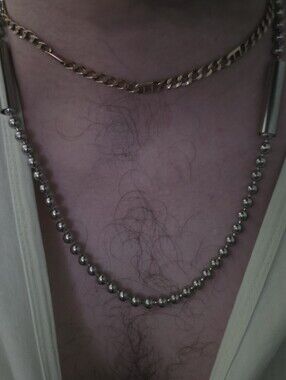 Vintage Alexis Kirk Silvertone Dog tag Style Ball Chain necklace  30 Inches.